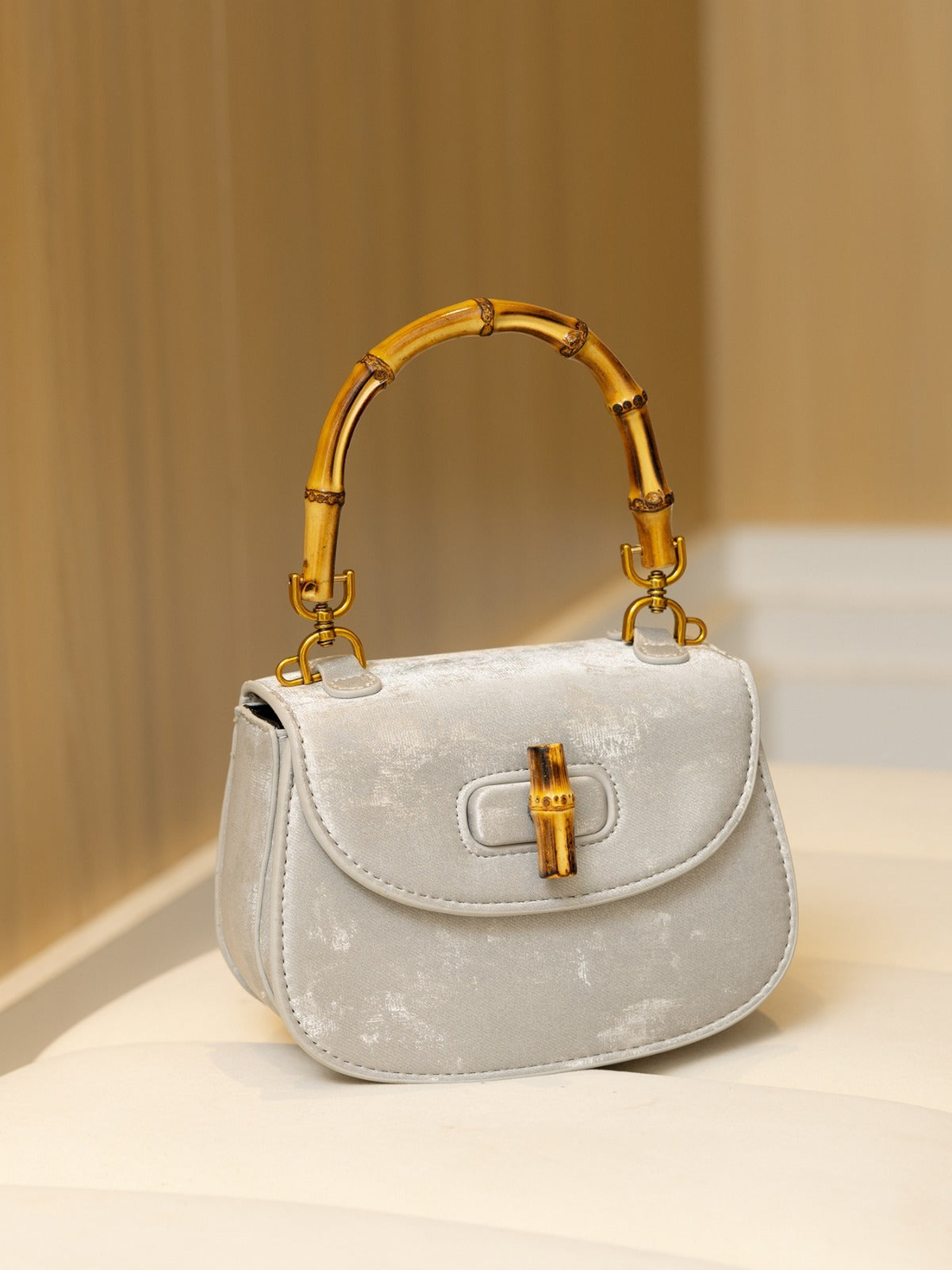 bamboo handle saddle bag