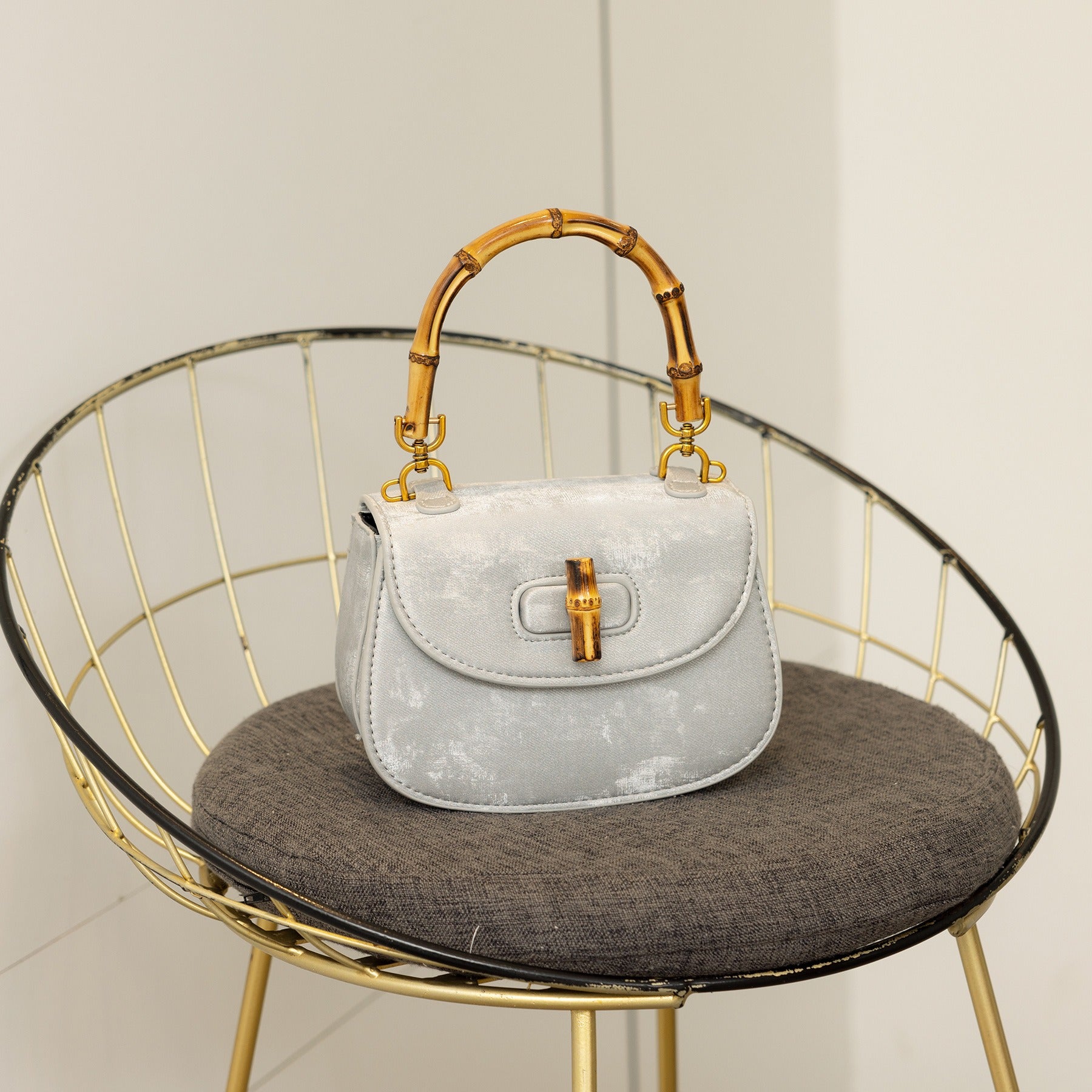 bamboo handle saddle bag