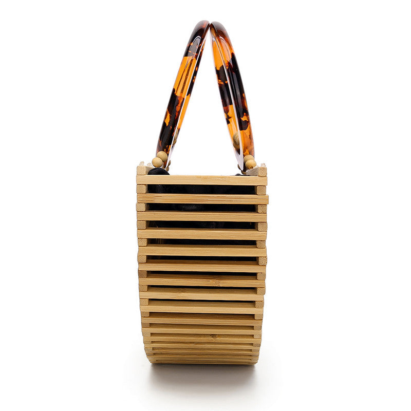 bamboo woven beach bag