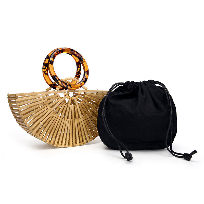 bamboo woven beach bag