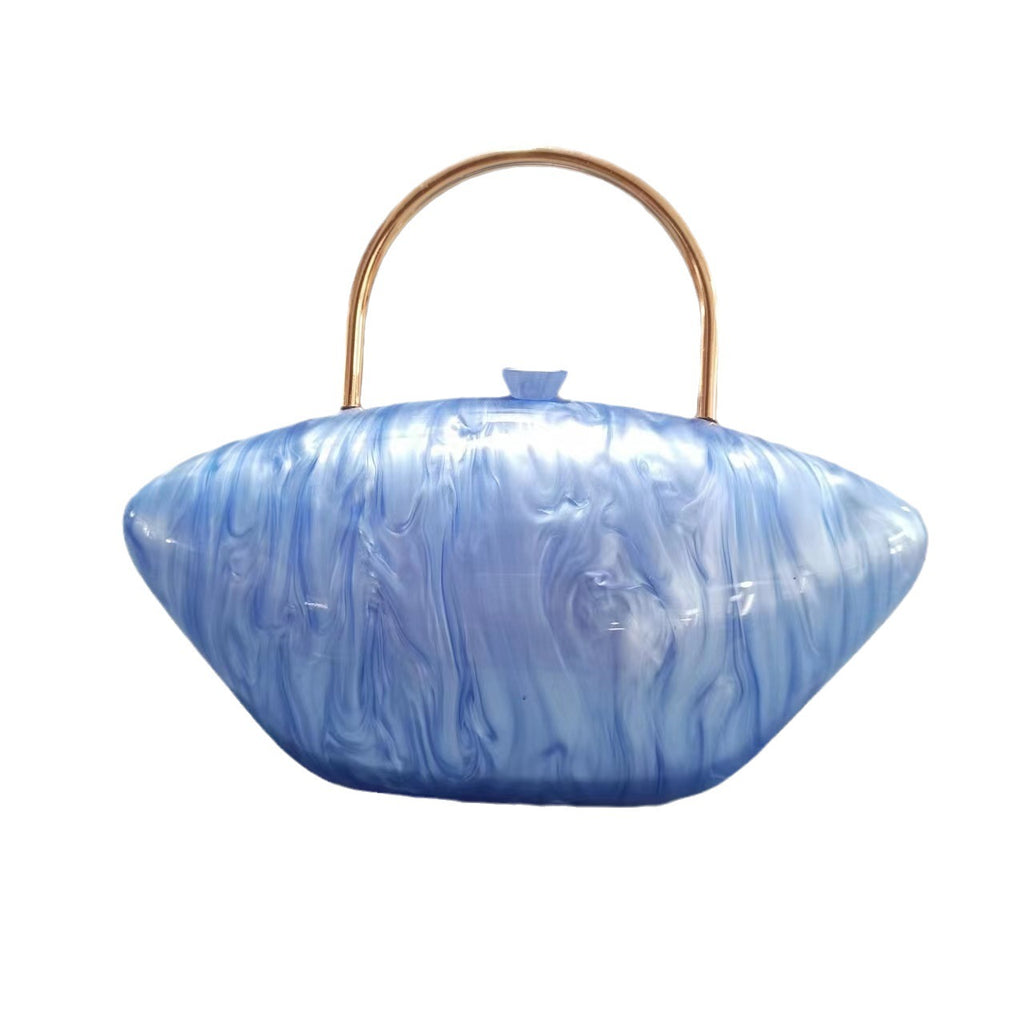 Pearl Marble Shell Rose Pink Acrylic Box Evening Wedding Party Purses And Handbags Luxury Designer Metal Bag Handle Nice Hobos