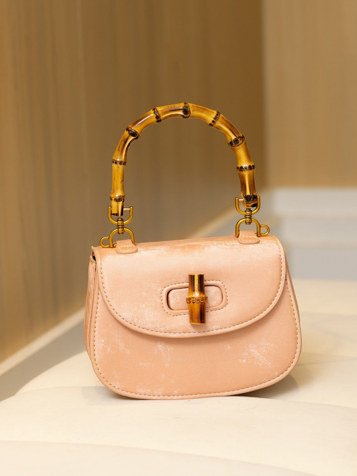 bamboo handle saddle bag