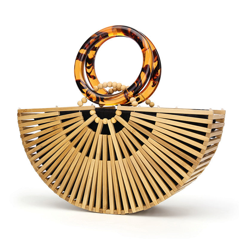 bamboo woven beach bag