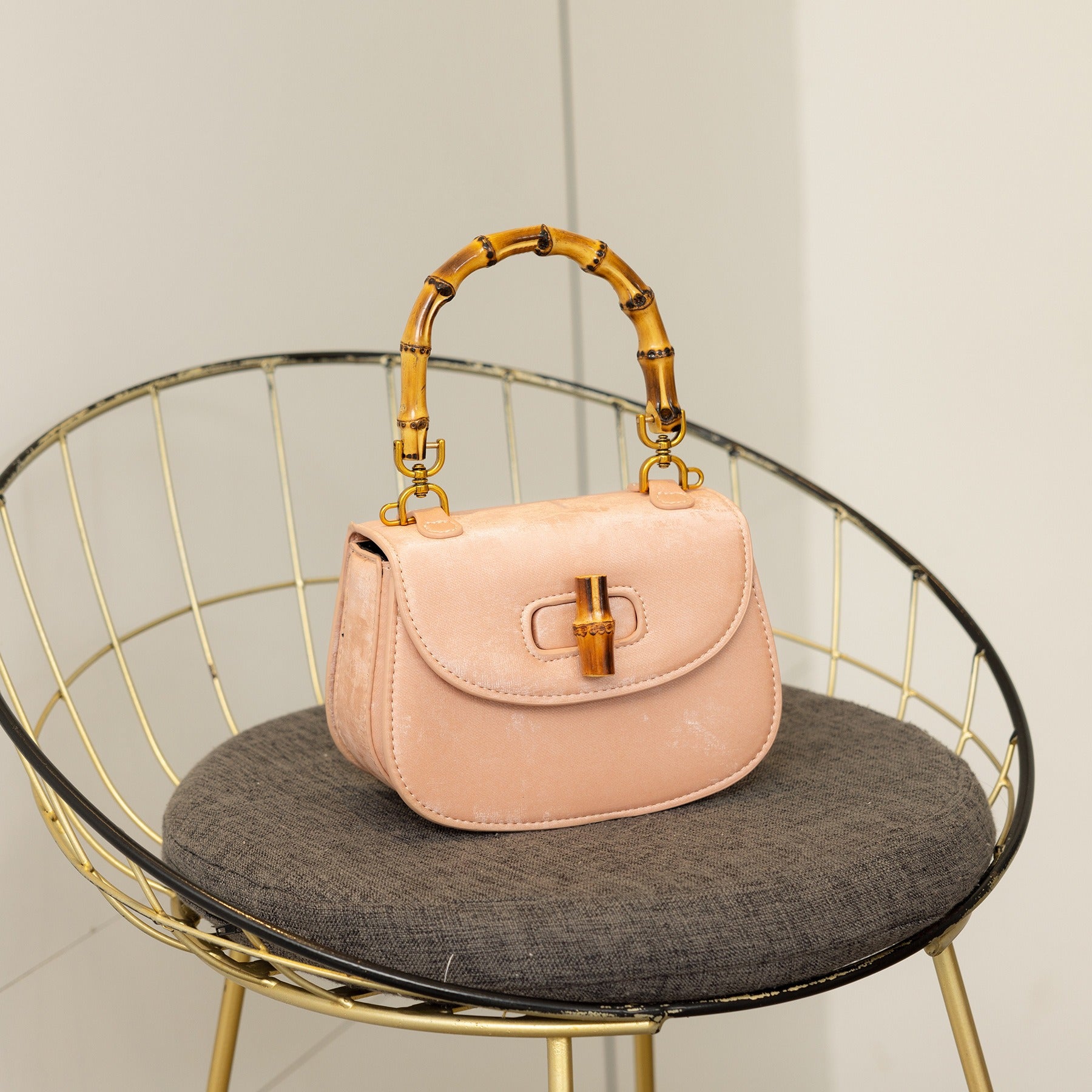 bamboo handle saddle bag