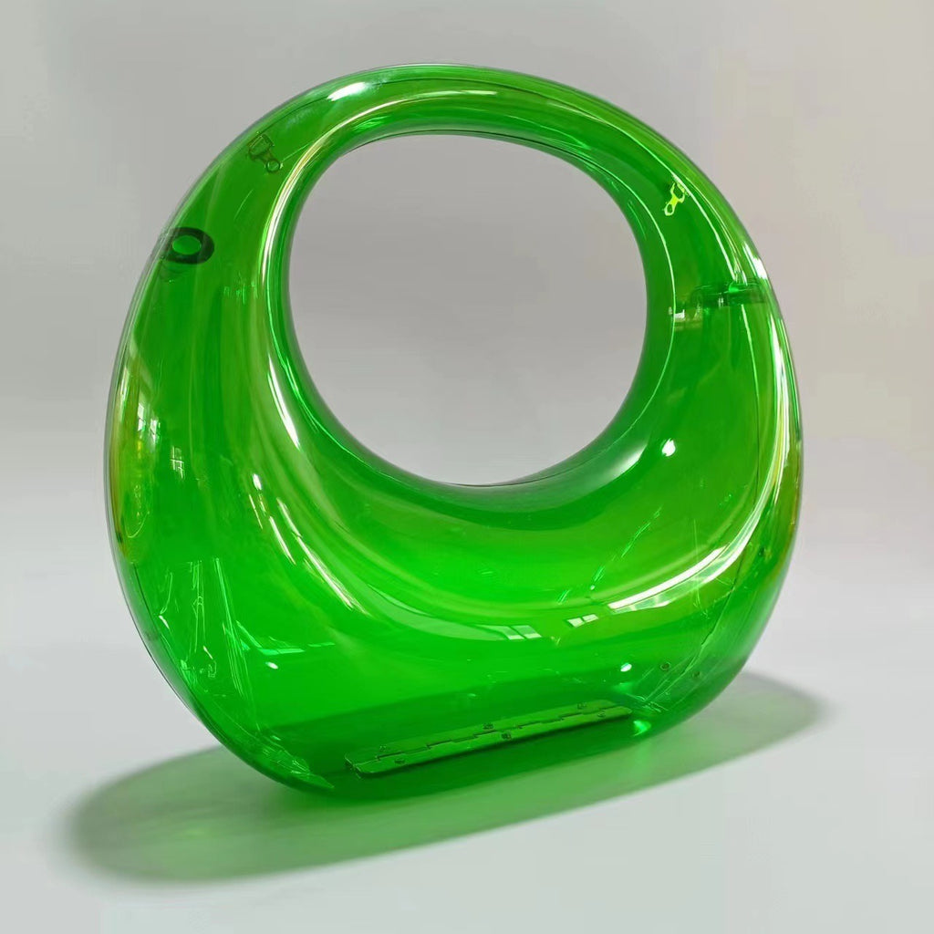 crescent acrylic clutch