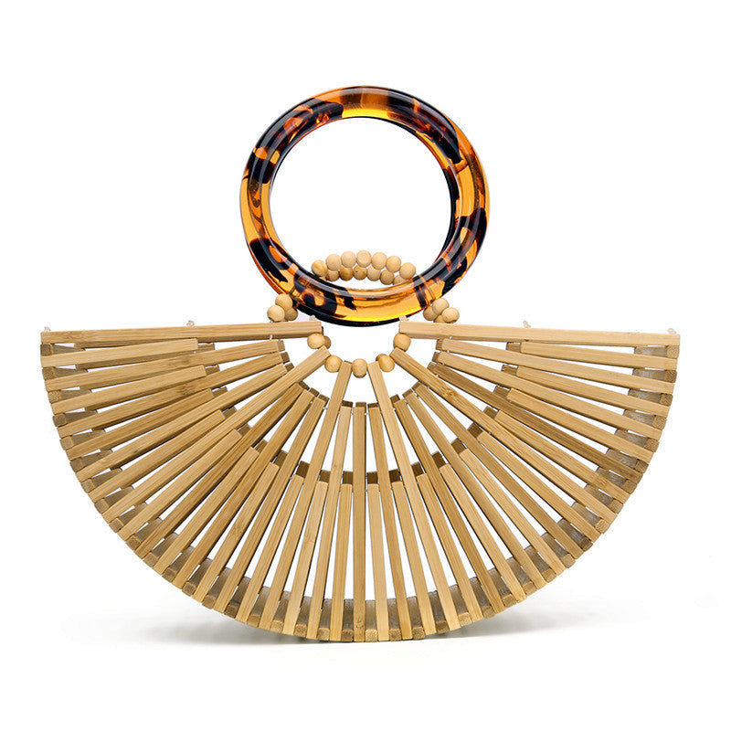 bamboo woven beach bag