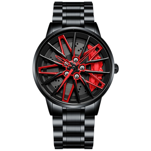 Car wheel hub watch hollow 3D dial detail