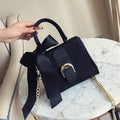 Velvet Bow Top Handle Bag
