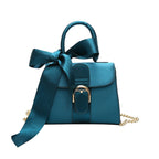Velvet Bow Top Handle Bag