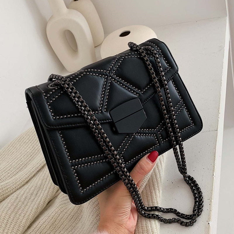 rivet chain crossbody bag