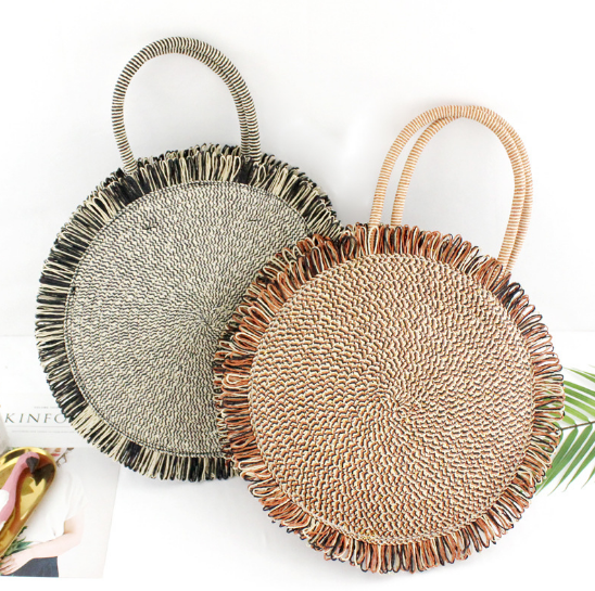 Fringed Straw Tote Bag