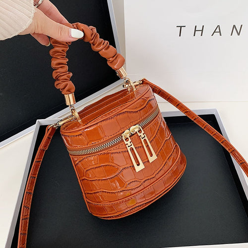 Crocodile Pattern Bucket Bag