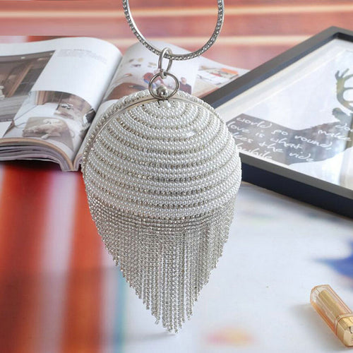 : Pearl Beaded Clutch Bag