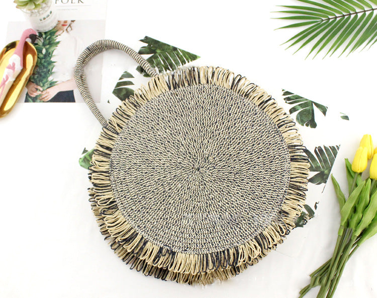 Fringed Straw Tote Bag