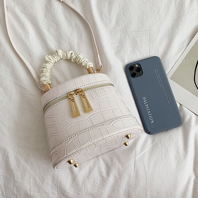 Crocodile Pattern Bucket Bag