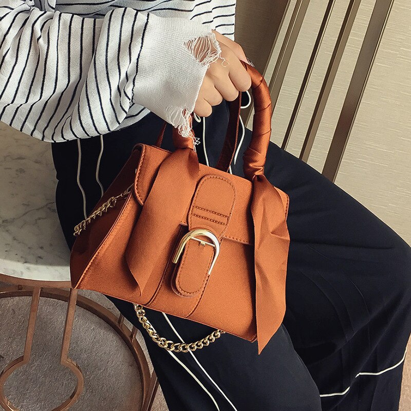 Velvet Bow Top Handle Bag