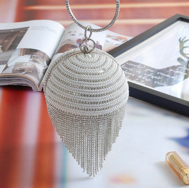 : Pearl Beaded Clutch Bag