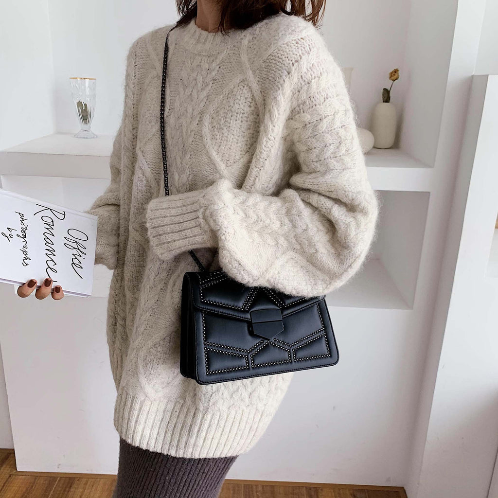 Rivet Chain Brand Designer PU Leather Crossbody Bags For Women 2021 Simple Fashion Shoulder Bag Lady Luxury Small Handbags