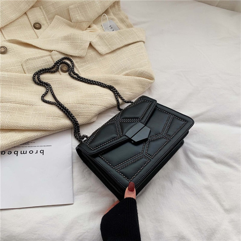 rivet chain crossbody bag