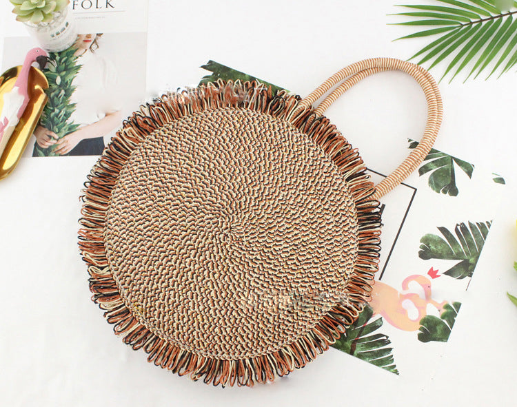 Fringed Straw Tote Bag