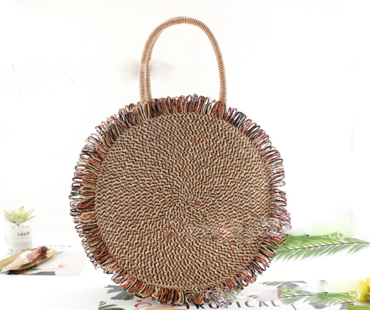 Fringed Straw Tote Bag