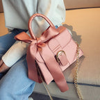 Velvet Bow Top Handle Bag