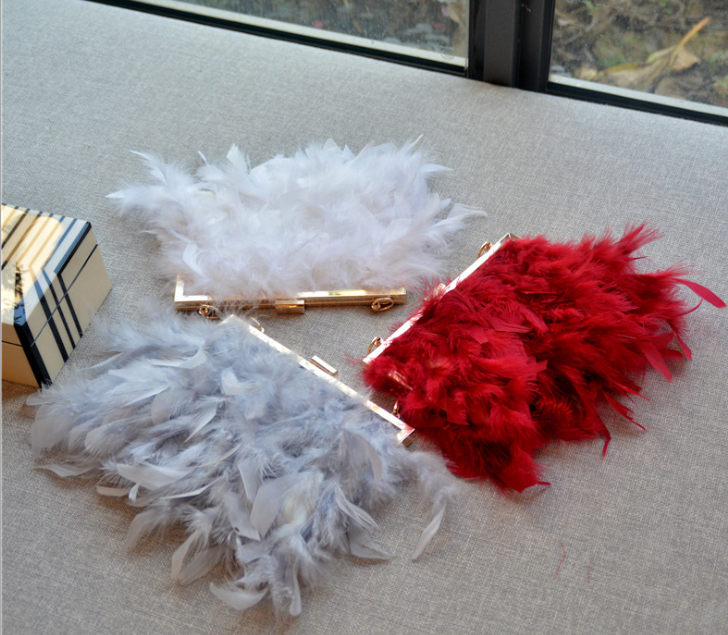  Feather Evening Clutch Bag