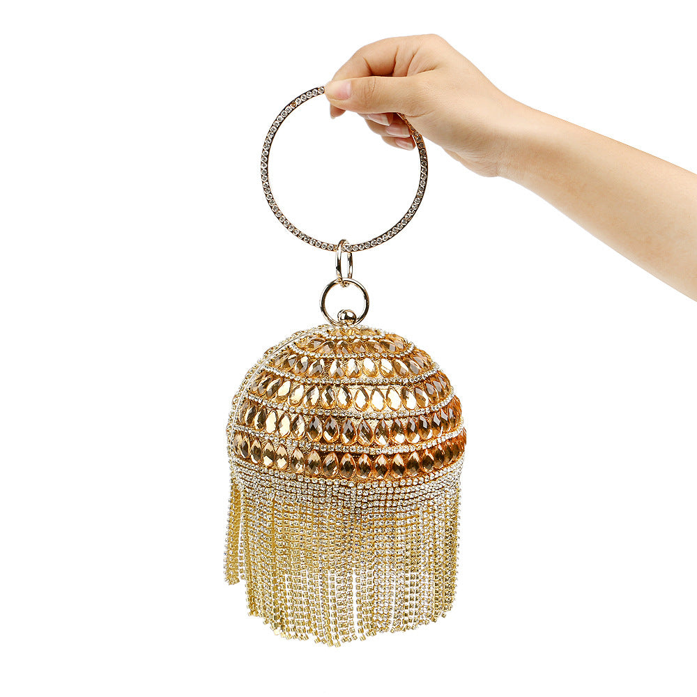 Round Fringe Evening Bag