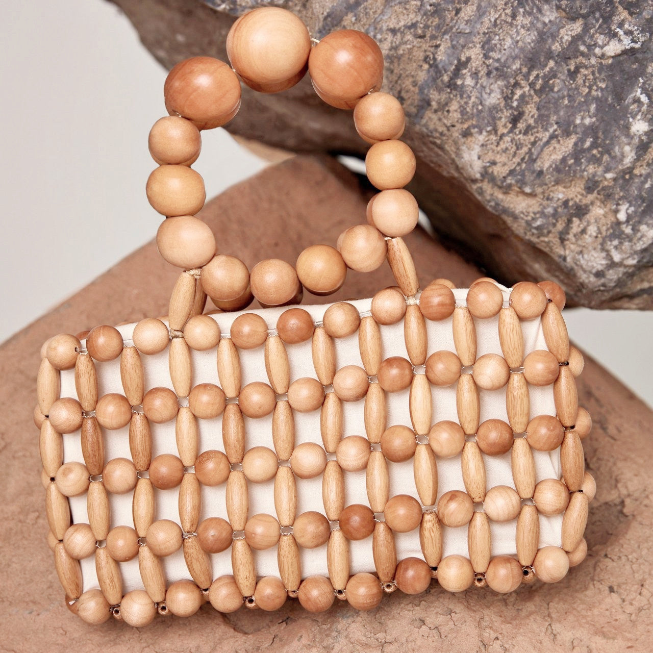 Wood Beaded Handbag