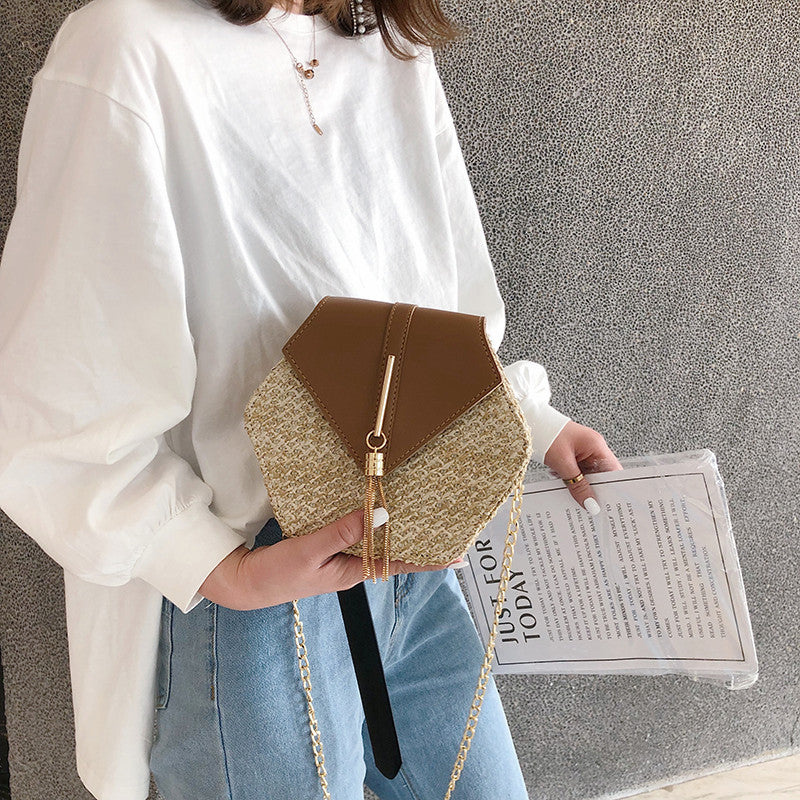  Hexagon Bohemian Straw Bag