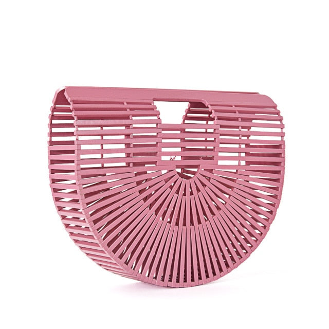 Women Handbag Female Big Travel Vacation Totes Bamboo Handbag For Ladies Handmade Woven Straw Beach Bag Summer Women's Purse